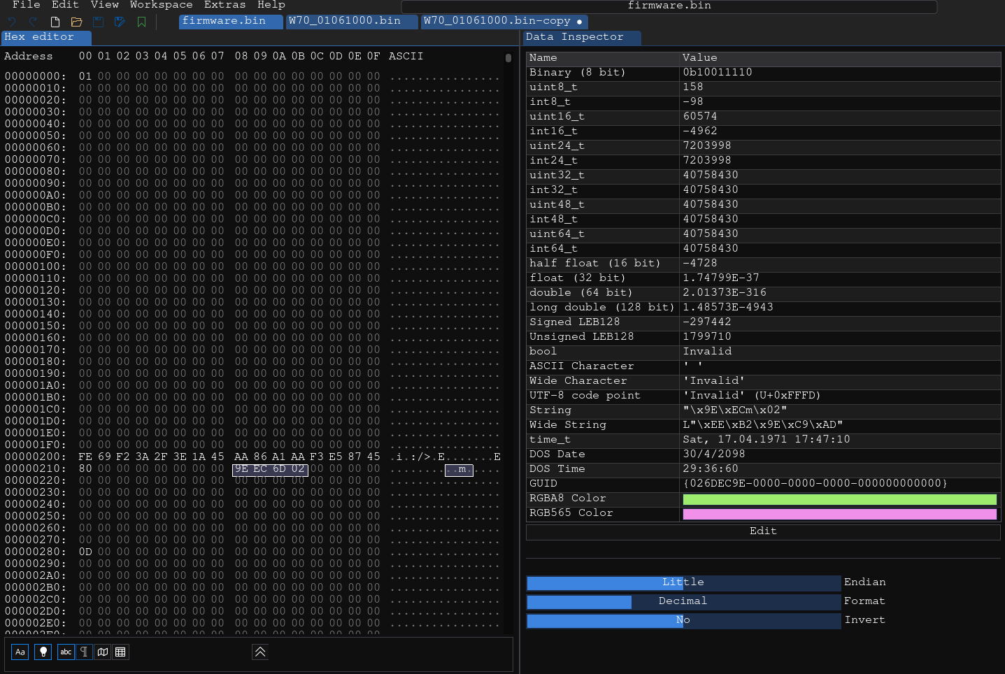 ImHex - analysis of third byte string