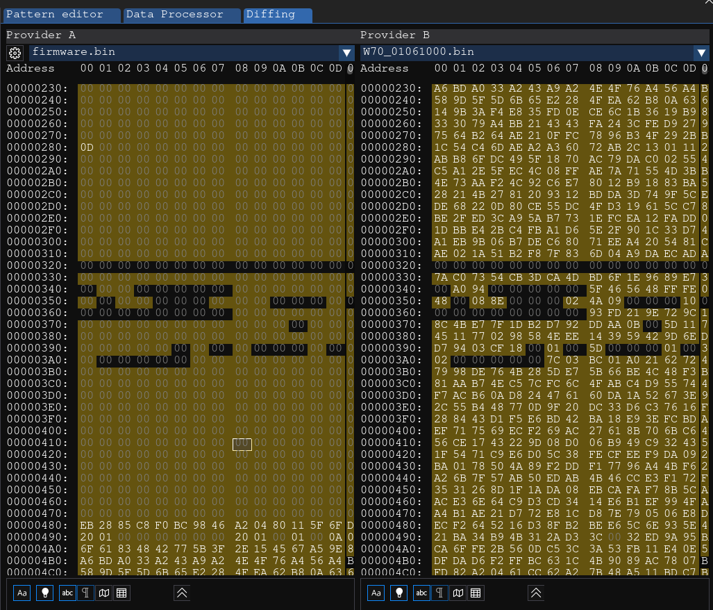 ImHex - diff of unmodified files - offset data